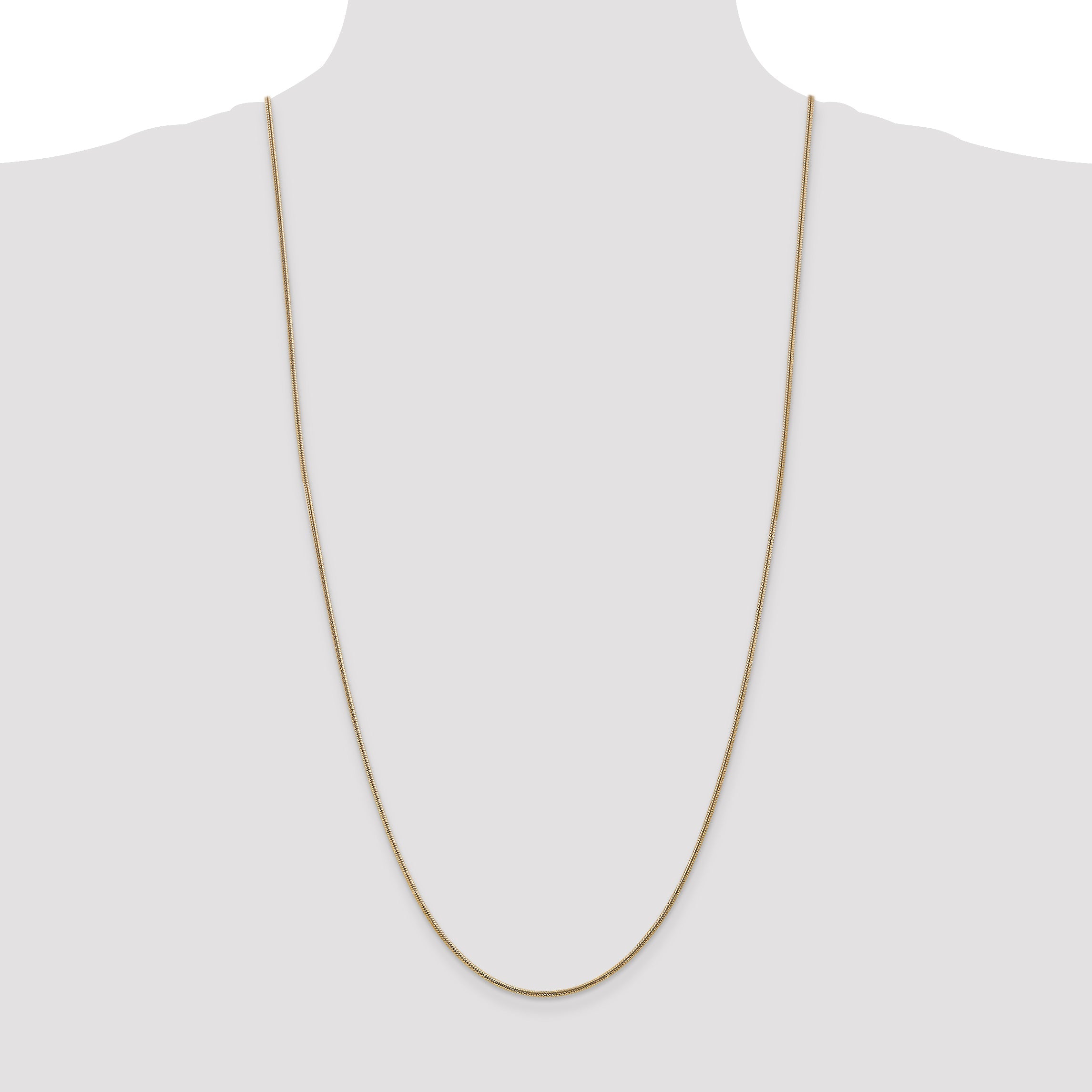 14K Yellow Gold 30 Inch 1.6mm Round Snake Lobster Clasp Chain Necklace
