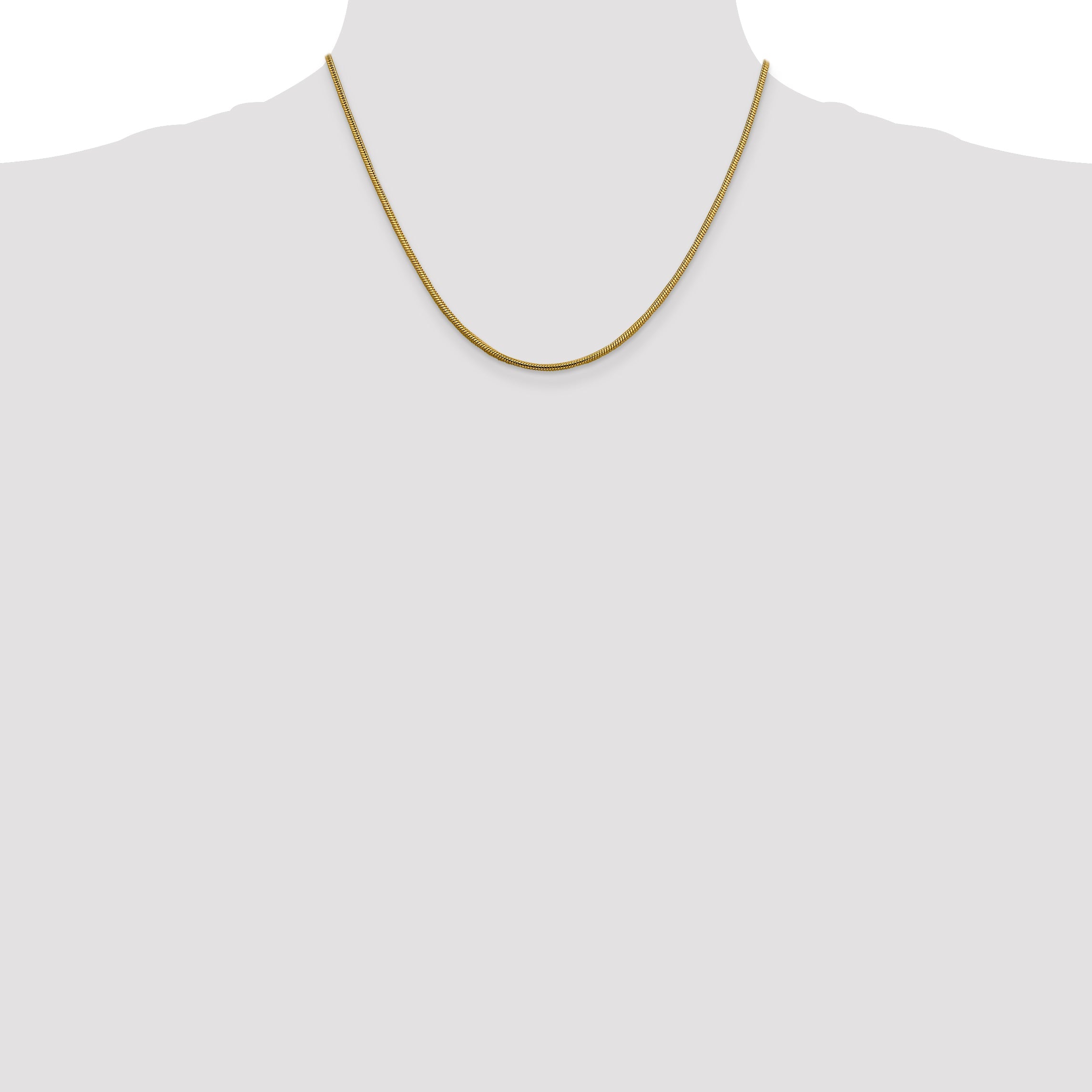14K Yellow Gold 18 Inch 1.85mm Round Snake Lobster Clasp Chain Necklace