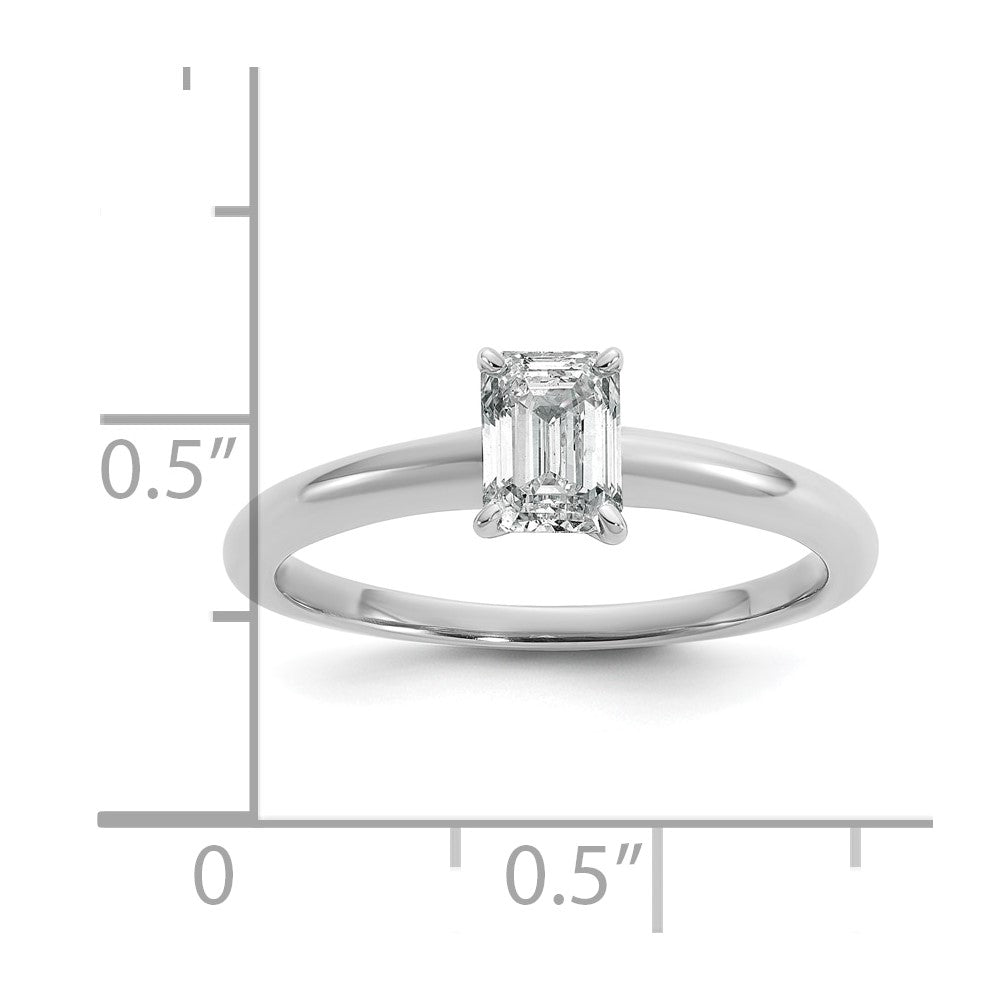 14k White Gold 3/4 Ct. Certified Lab Grown Diamond VS/SI+ G+ Emerald Solitare Engagement Ring