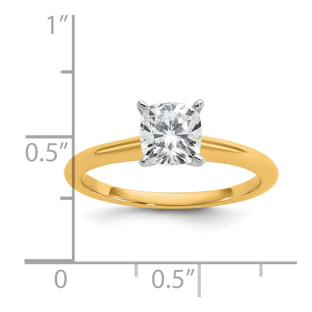 14k Two-tone 1 Ct. Certified Lab Grown Diamond VS/SI+ G+ Cushion Solitare Engagement Ring