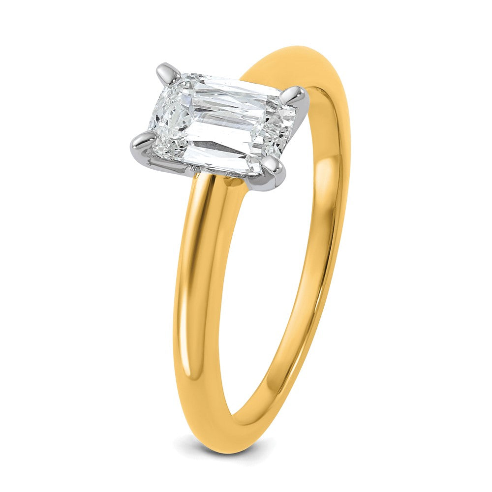 14k Two-tone 1 Ct. VS/SI+ G+ Lab Grown Diamond Ketan Cut Long Cushion Solitaire Engagement Ring