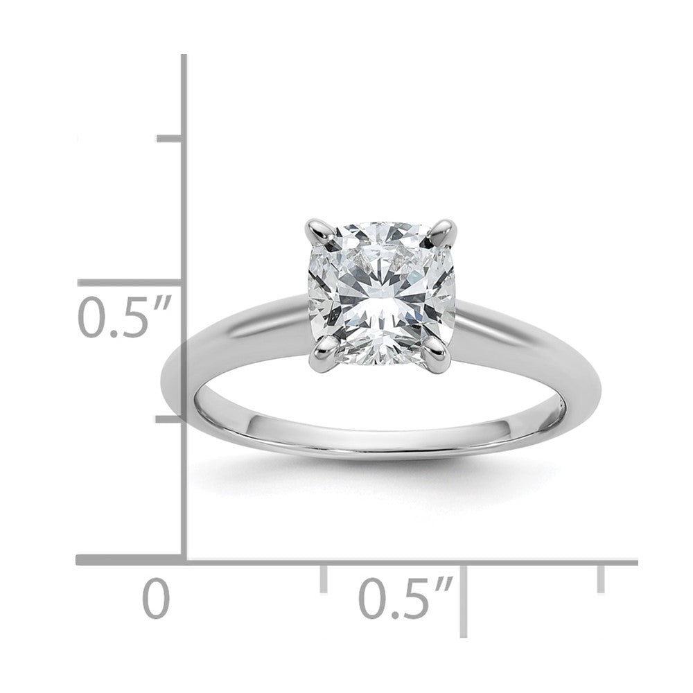 14k White Gold 1 1/2 Ct. Lab Grown Diamond VS/SI+ G+ Cushion Solitare Engagement Ring
