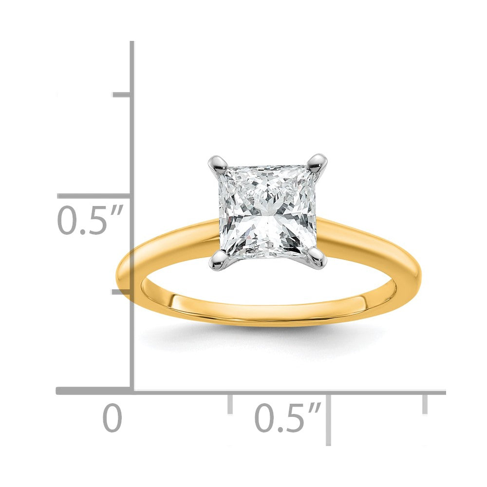 14k Two-tone 1 1/2 Ct. Lab Grown Diamond VS/SI+ G+ Princess Solitare Engagement Ring