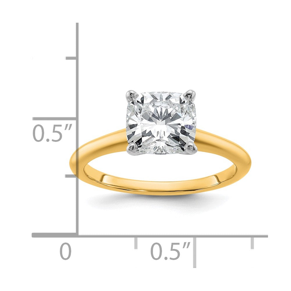 14k Two-tone 2 Ct. Certified Lab Grown Diamond VS/SI+ G+ Cushion Solitare Engagement Ring