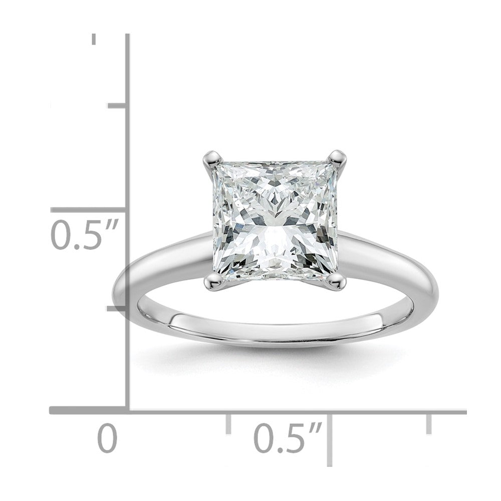 14k White Gold 2 1/2 Ct. Certified Lab Grown Diamond VS/SI+ G+ Princess Solitare Engagement Ring