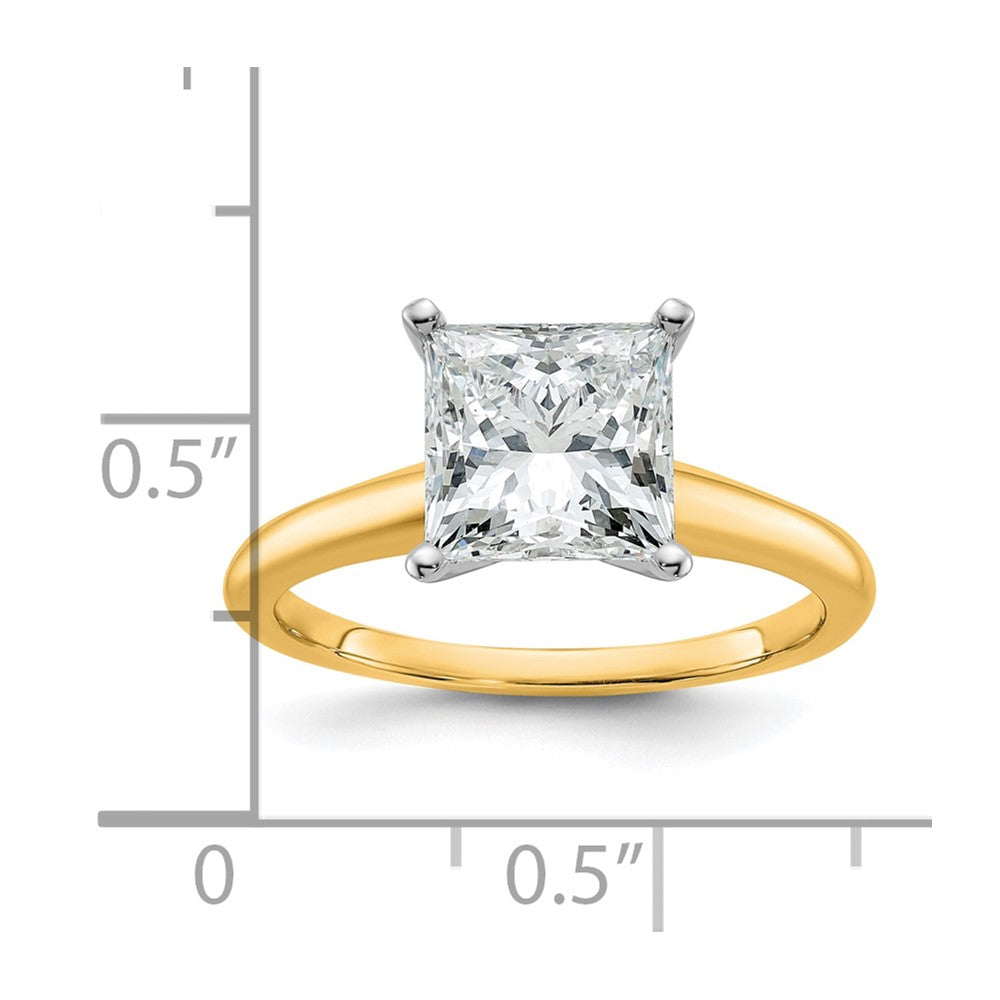 14k Two-tone 2 1/2 Ct. Certified Lab Grown Diamond VS/SI+ G+ Princess Solitare Engagement Ring