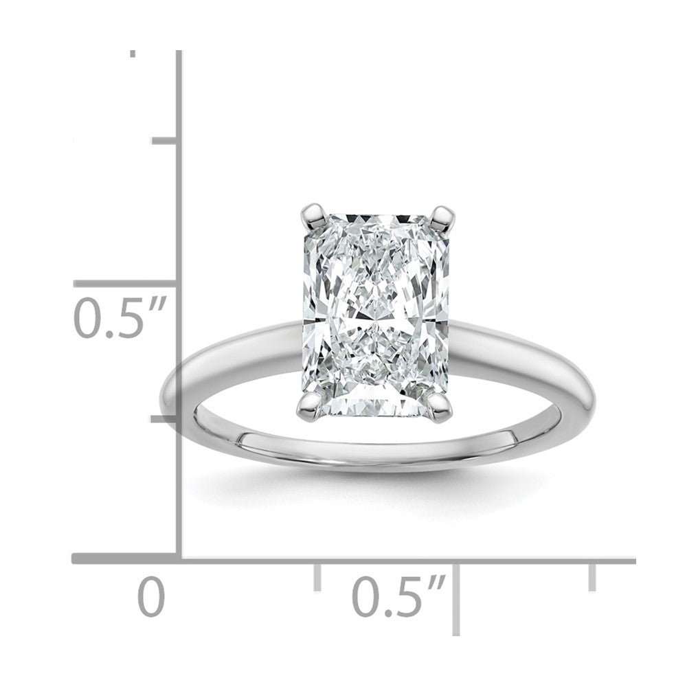 14k White Gold 2 1/2 Ct. Certified Lab Grown Diamond VS/SI+ G+ Radiant Solitare Engagement Ring