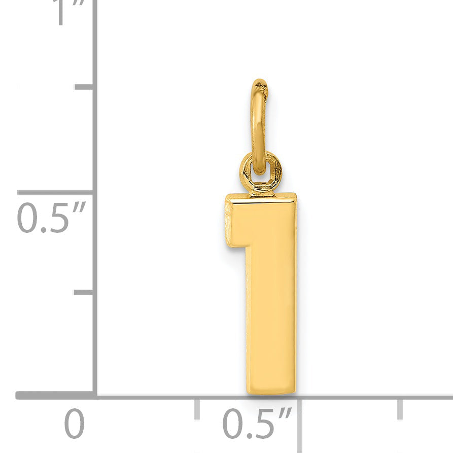 14K Yellow Gold Small Polished Number 1 Charm