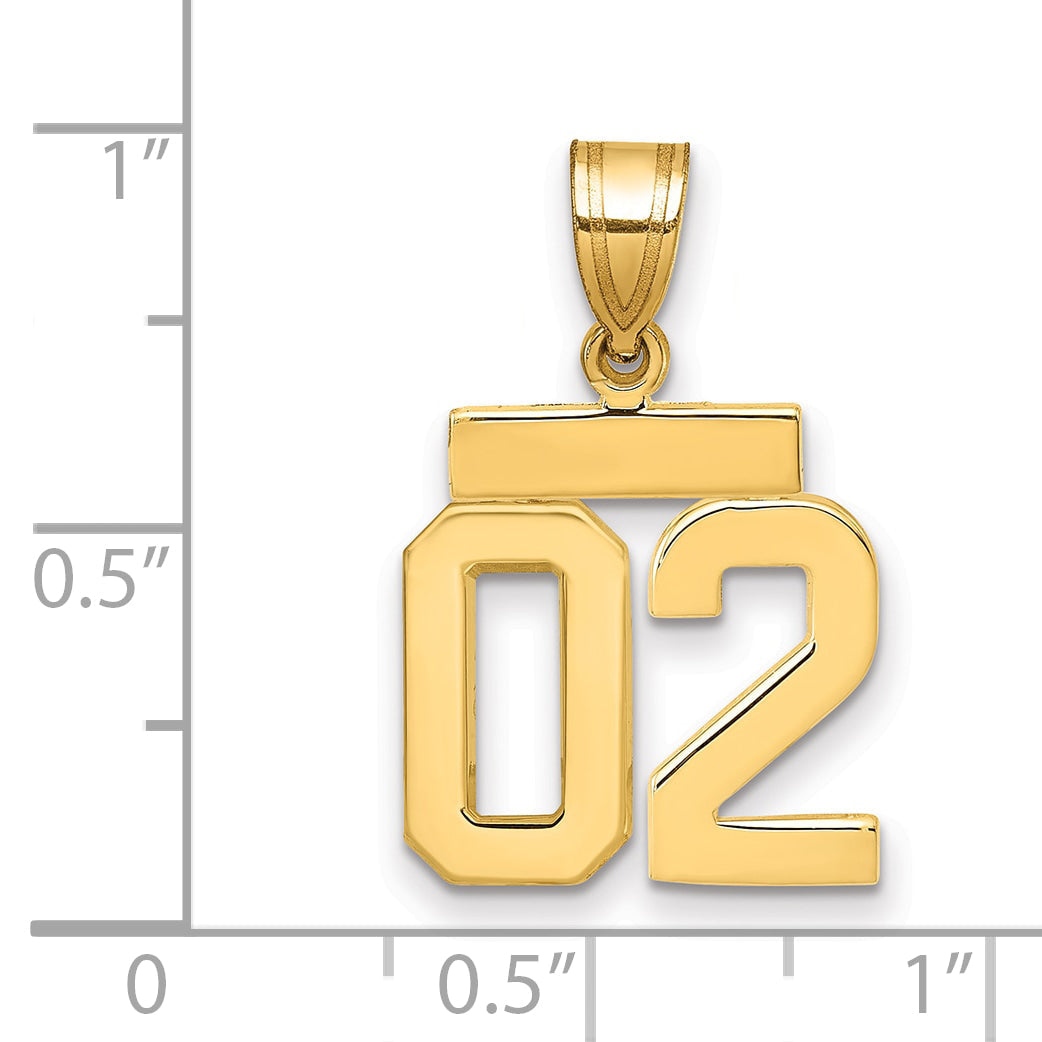 10K Yellow Gold Small Polished Number 02 Charm