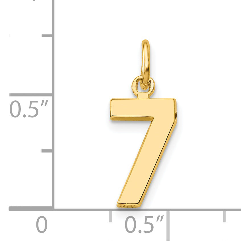 14K Yellow Gold Small Polished Number 7 Charm
