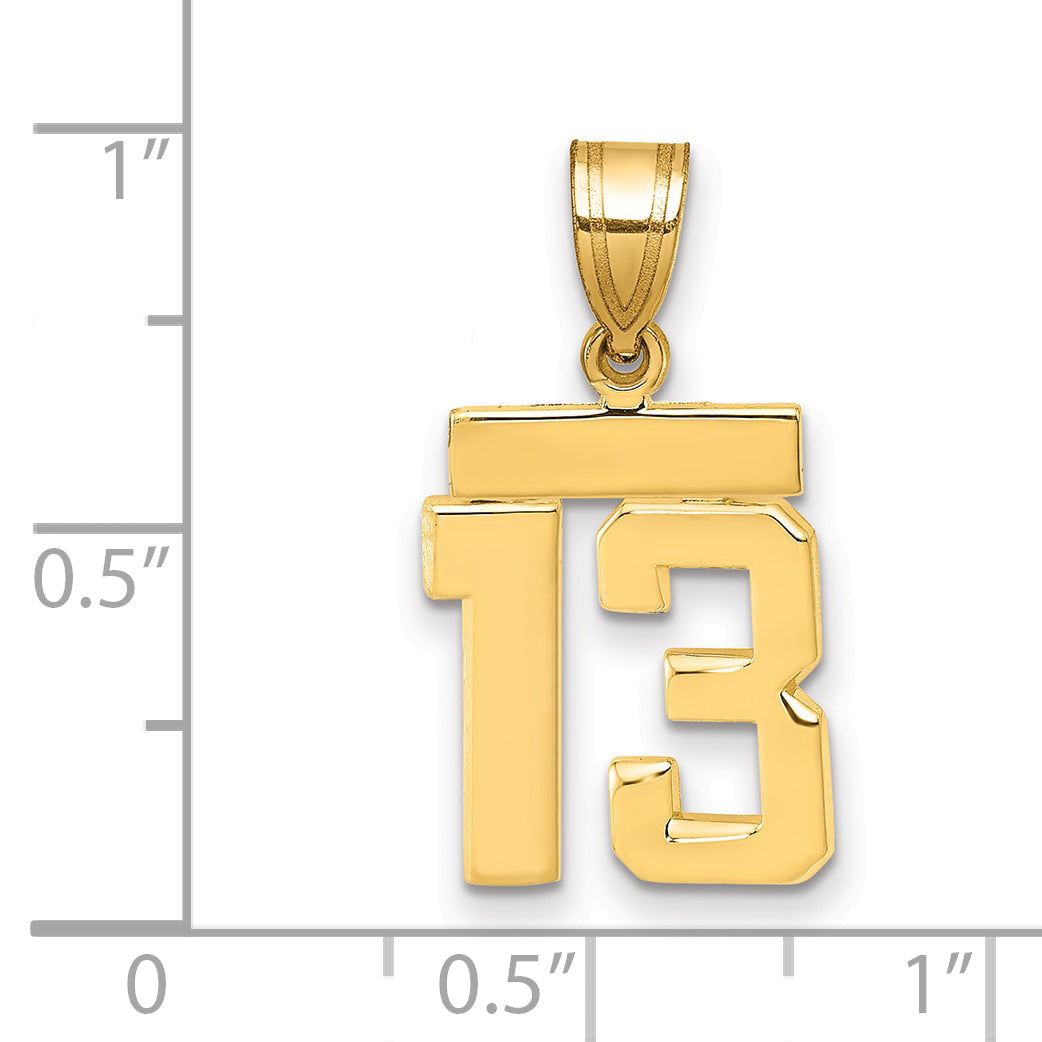10K Yellow Gold Small Polished Number 13 Charm
