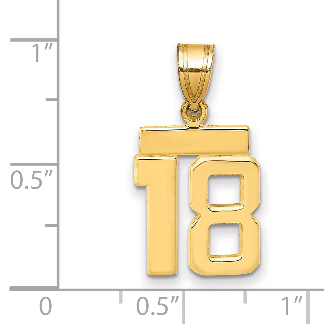 10K Yellow Gold Small Polished Number 18 Charm
