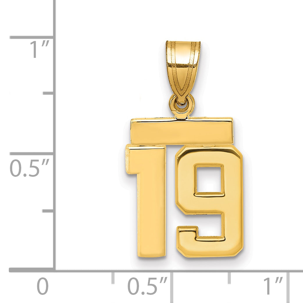 10K Yellow Gold Small Polished Number 19 Charm