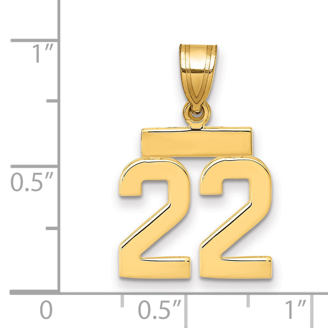 10K Yellow Gold Small Polished Number 22 Charm