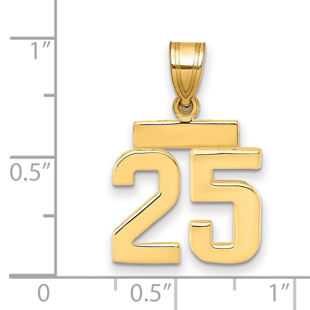 10K Yellow Gold Small Polished Number 25 Charm