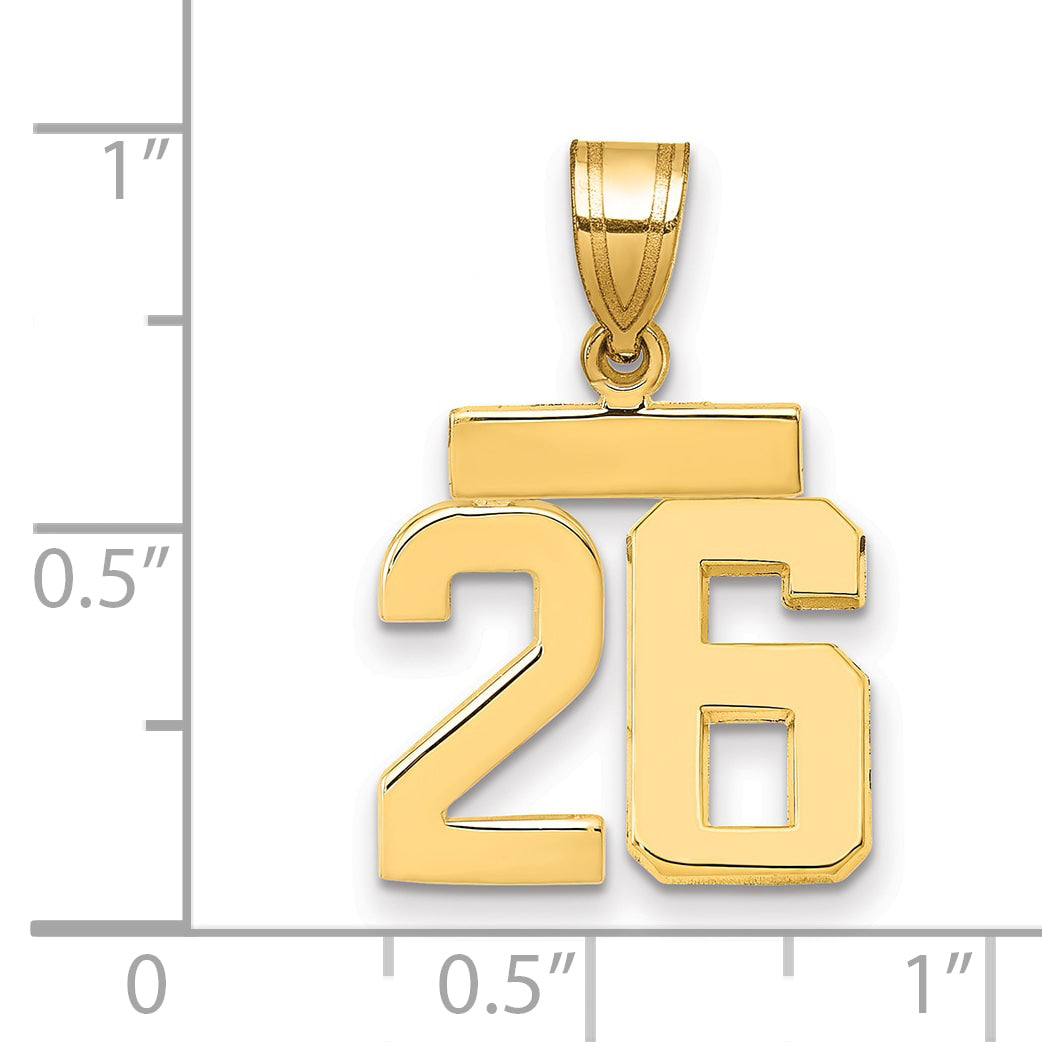 10K Yellow Gold Small Polished Number 26 Charm