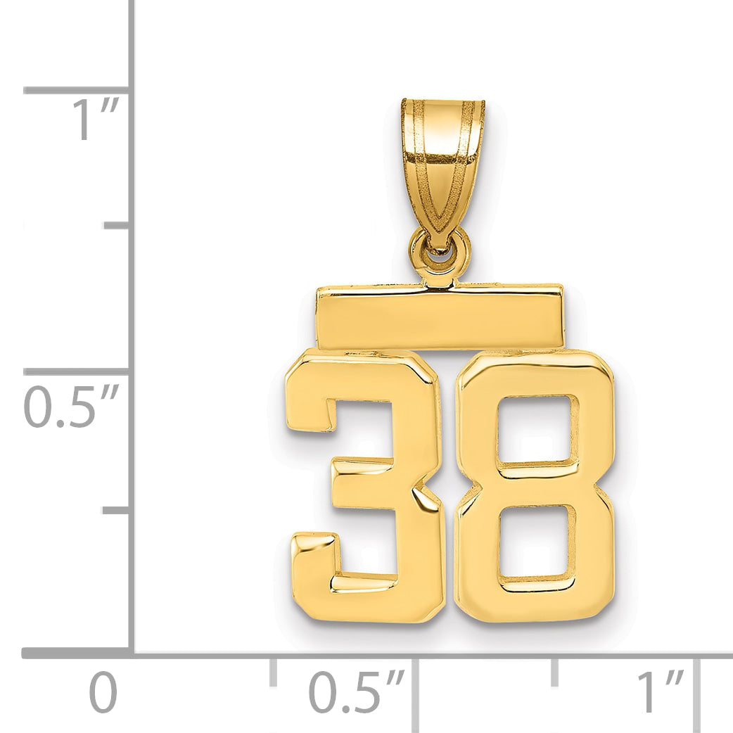 10K Yellow Gold Small Polished Number 38 Charm