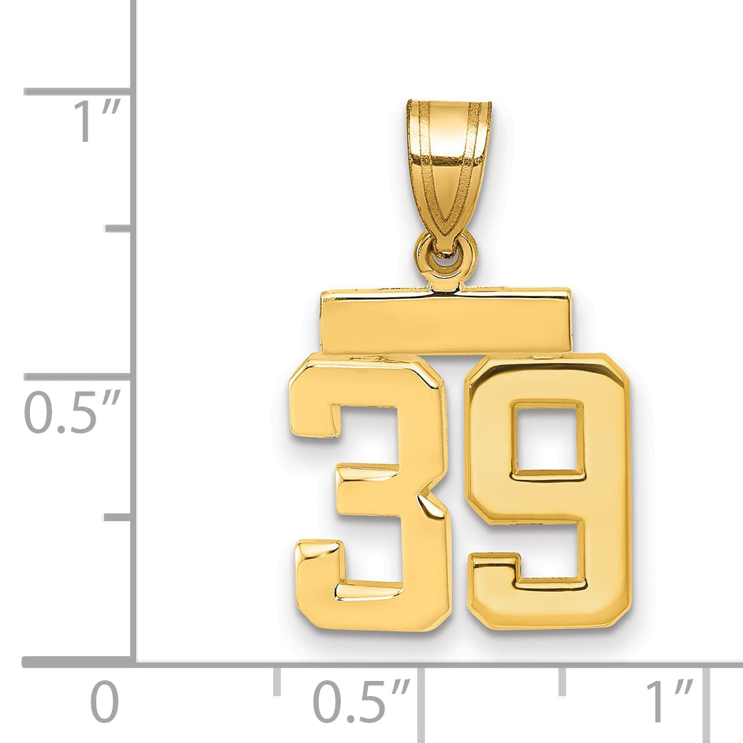 10K Yellow Gold Small Polished Number 39 Charm