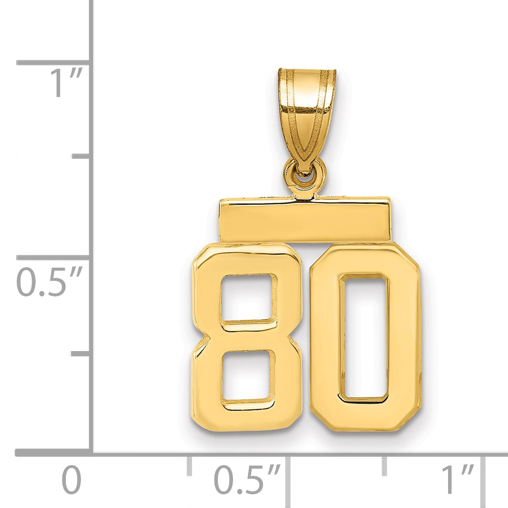 10K Yellow Gold Small Polished Number 80 Charm