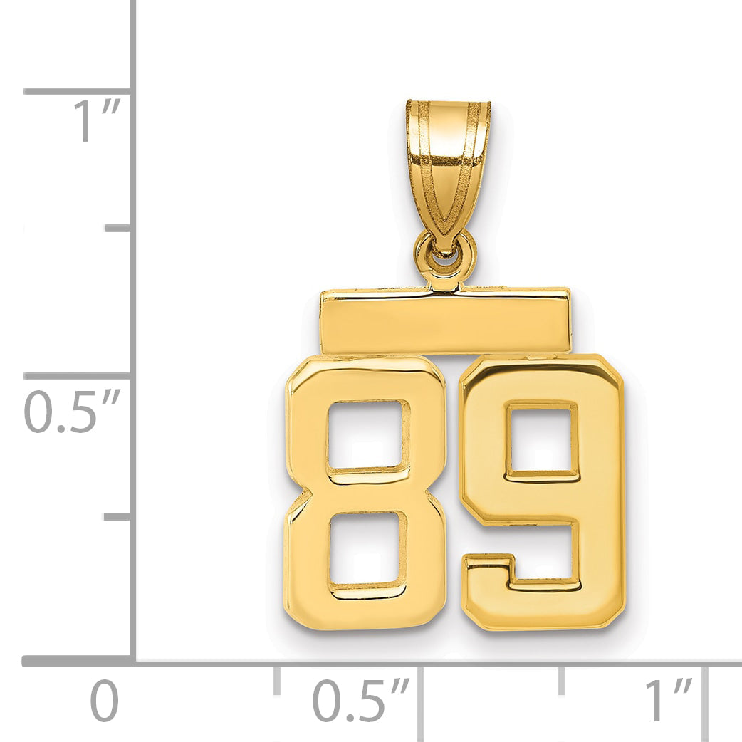 10K Yellow Gold Small Polished Number 89 Charm