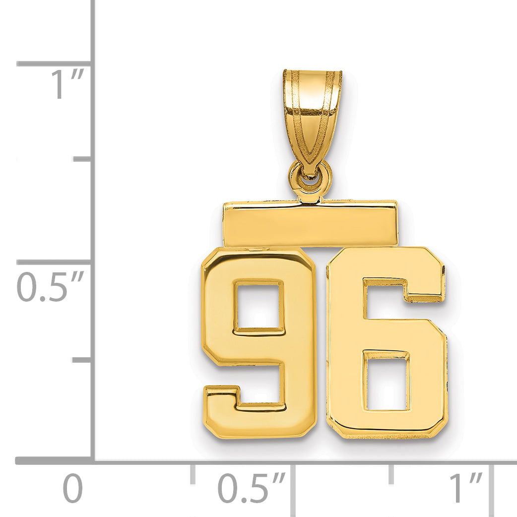 10K Yellow Gold Small Polished Number 96 Charm
