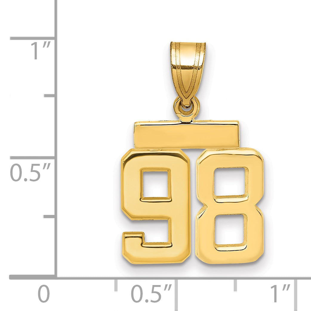 10K Yellow Gold Small Polished Number 98 Charm
