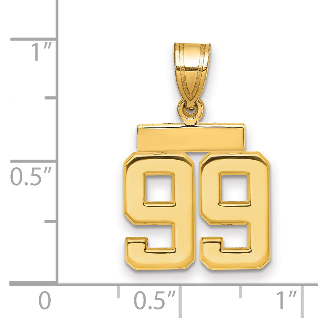 10K Yellow Gold Small Polished Number 99 Charm