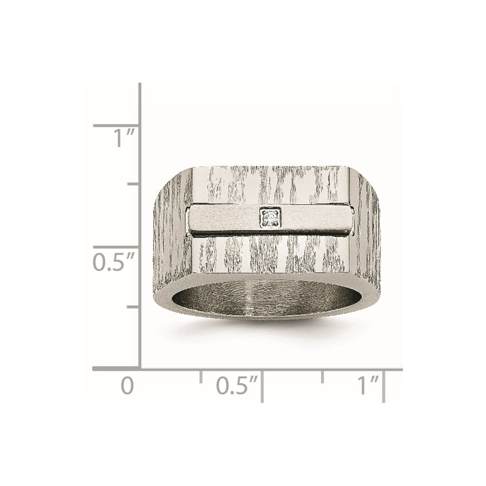 Stainless Steel Brushed And Polished Cz Ring