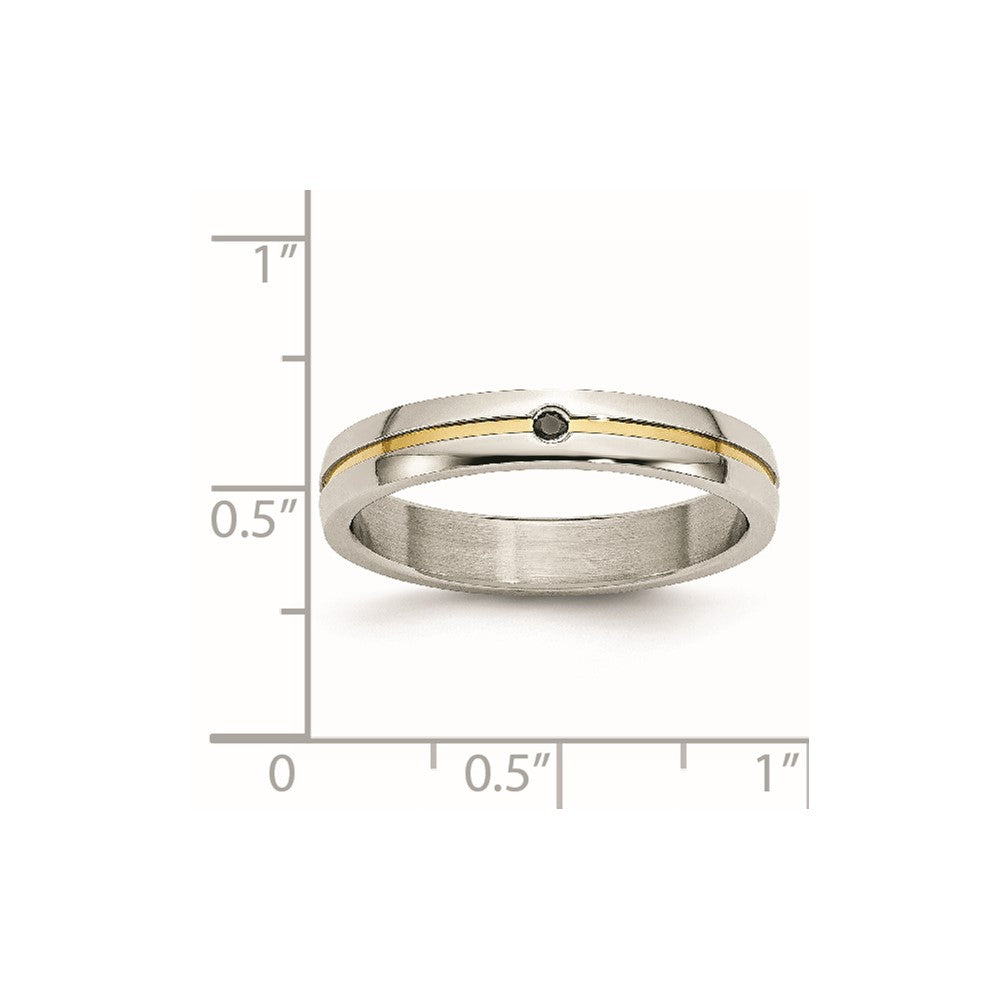 Stainless Steel Polished Yellow Ip Plated .025Pt. Diamond 4mm Band