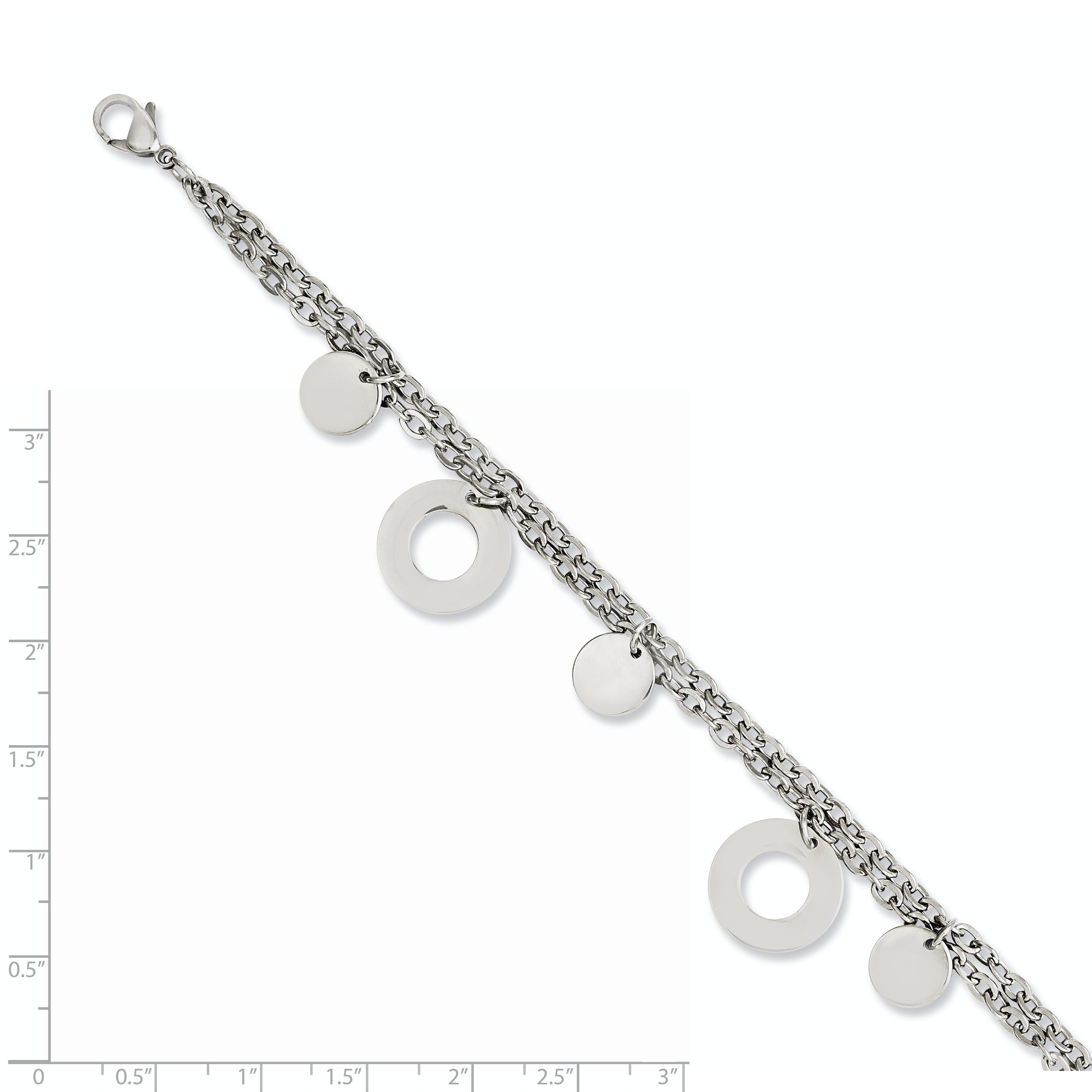 7.75 Inch Stainless Steel Polished Circles & Discs 7.75In Bracelet