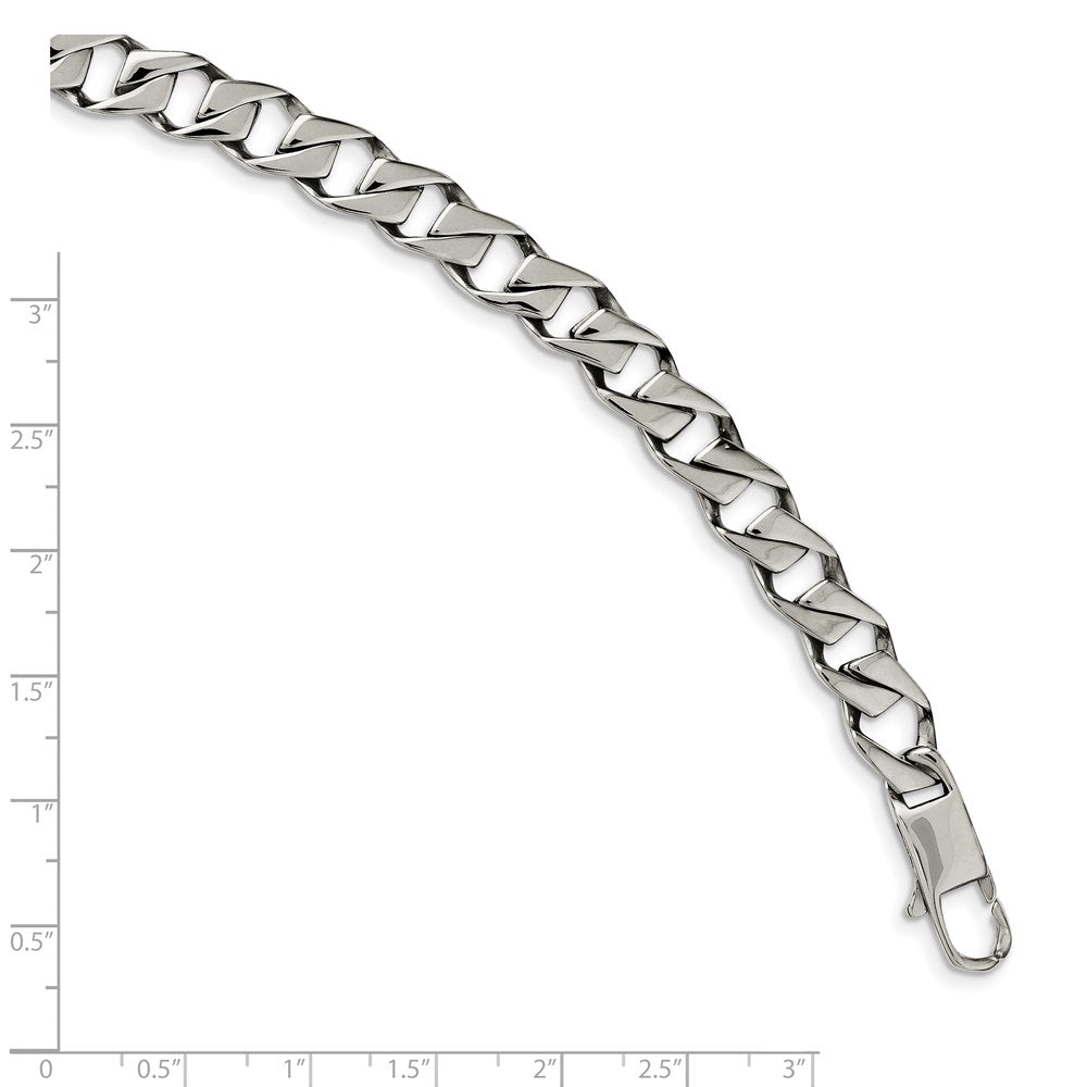 Stainless Steel Chisel Polished 8.5 Inch Fancy Link Bracelet
