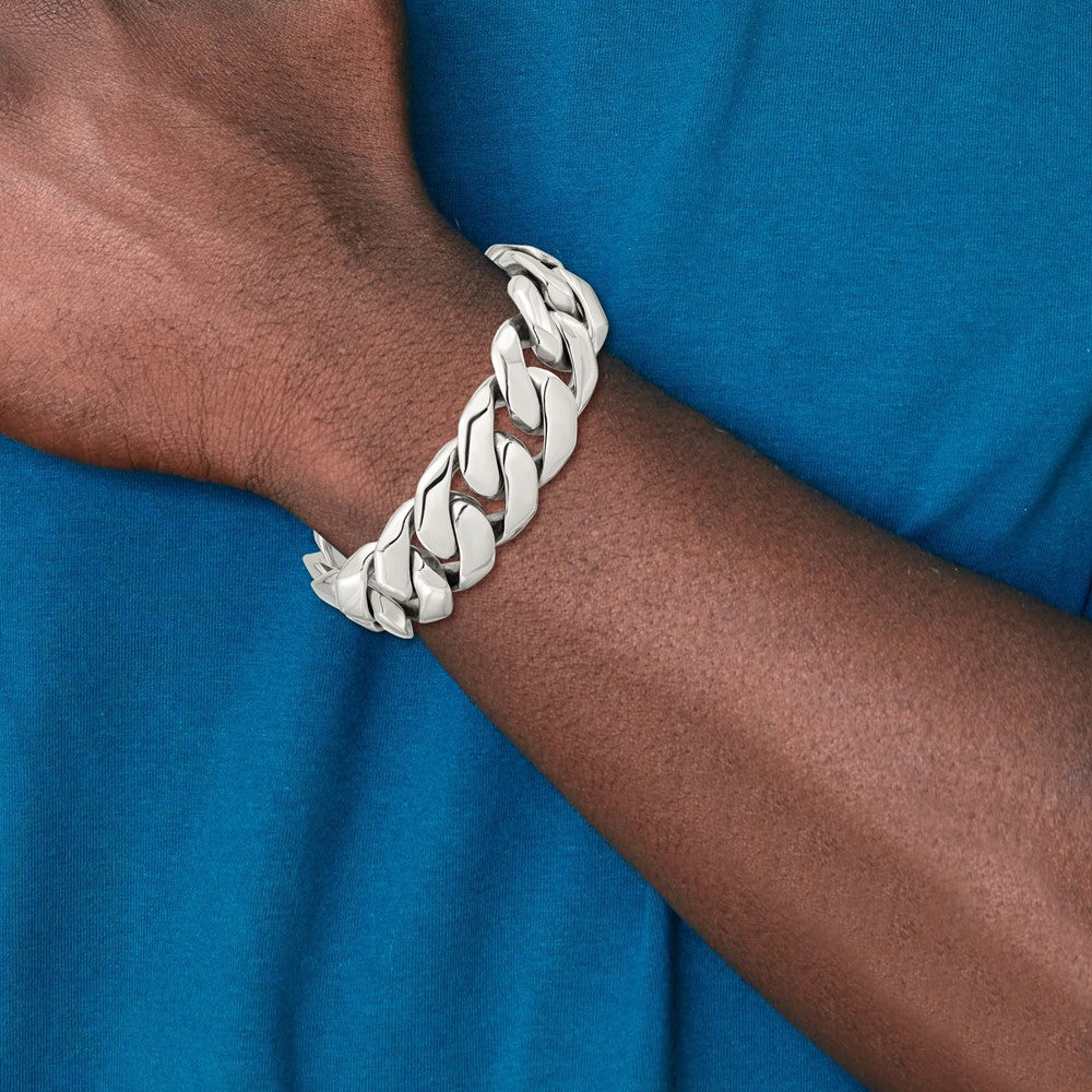 Stainless Steel Chisel Polished 9 Inch Fancy Curb Bracelet