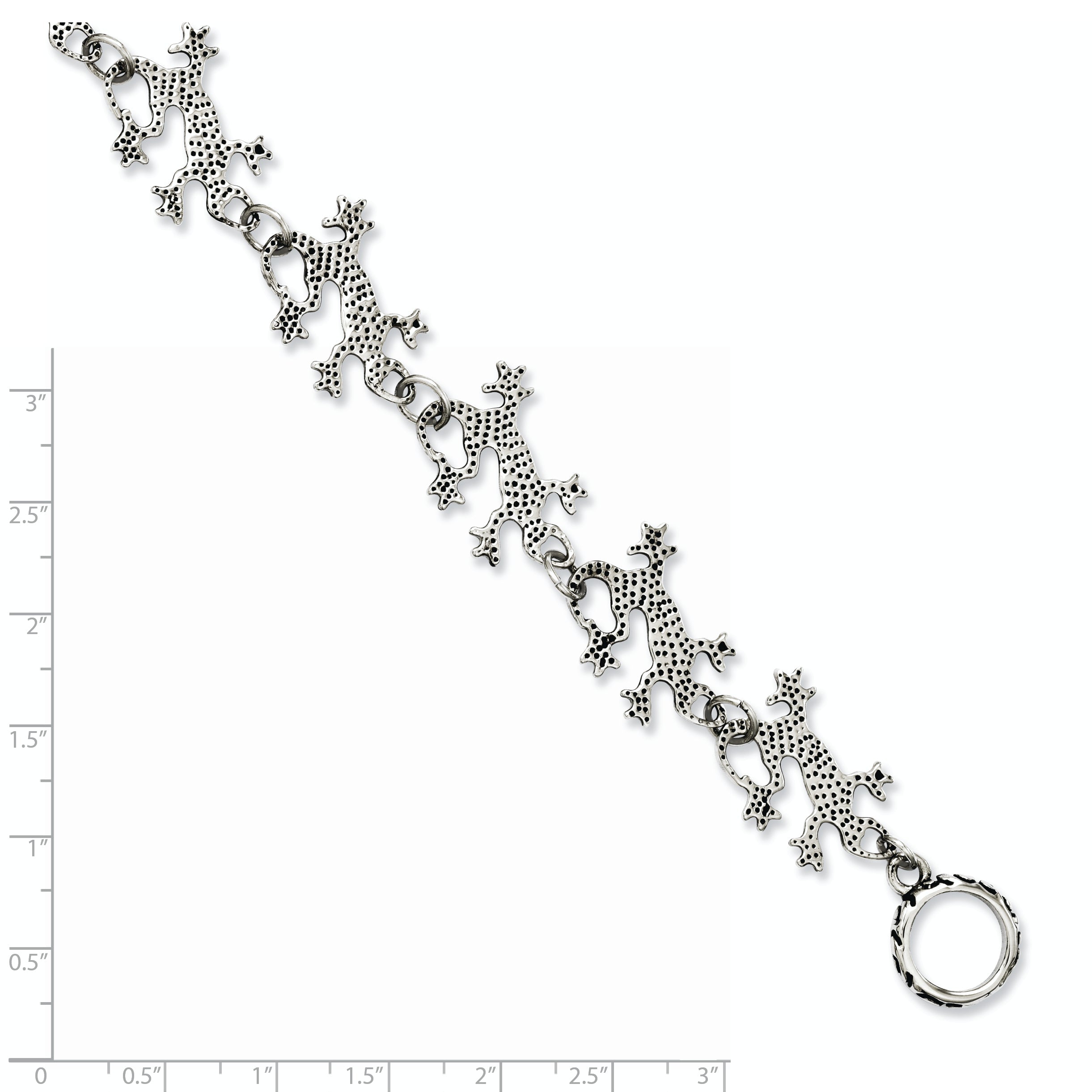 8.5 Inch Stainless Steel Polished & Antiqued Lizards 8.5In Toggle Bracelet