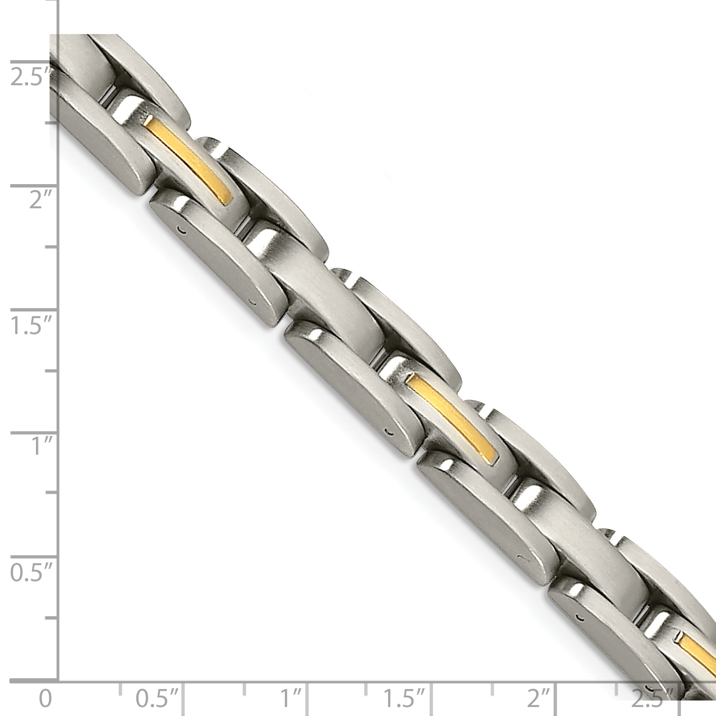 Stainless Steel Chisel With 14K Gold Accent Brushed 8 Inch Link Bracelet