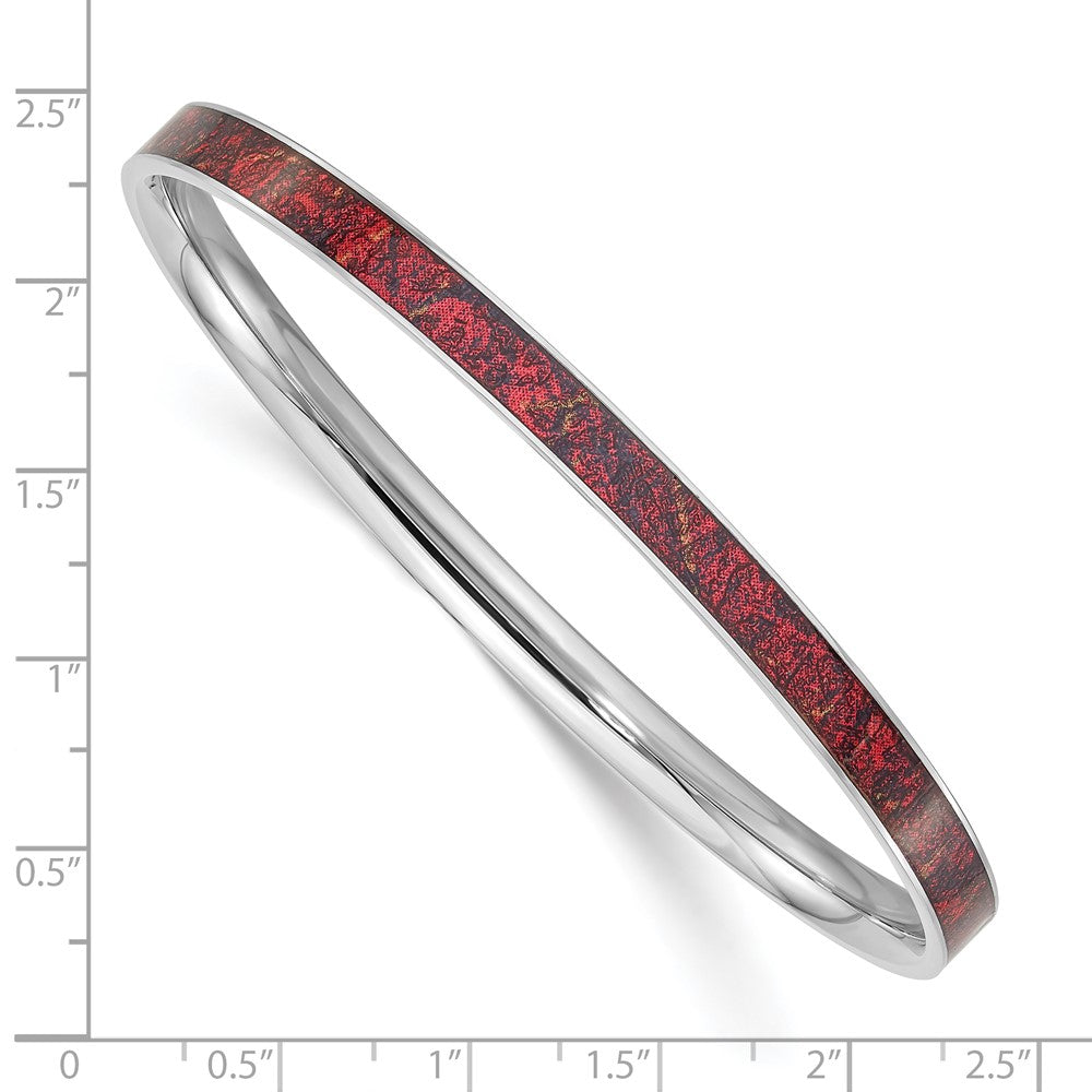 Stainless Steel Polished Red And Black Enameled Bangle