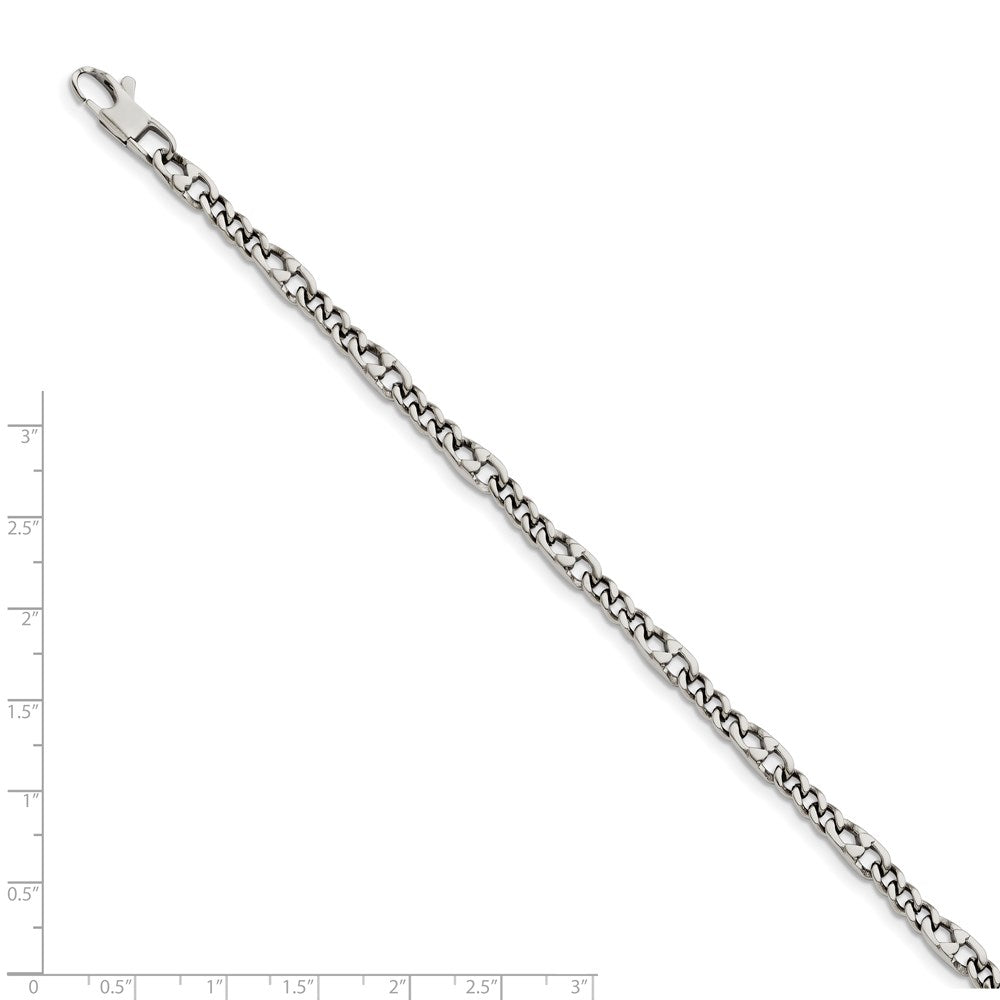 Stainless Steel Chisel Polished 4mm 8.5 Inch Figaro Bracelet