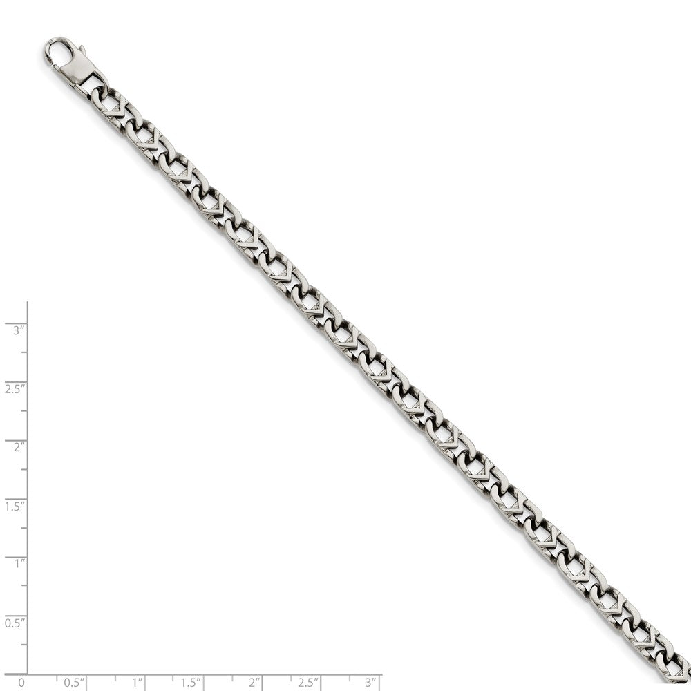 Stainless Steel Chisel Polished 6mm 8.5 Inch Fancy Link Bracelet