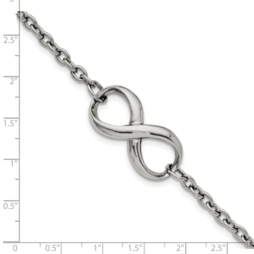 Stainless Steel Chisel Polished Infinity Symbol 7.5 Inch Bracelet
