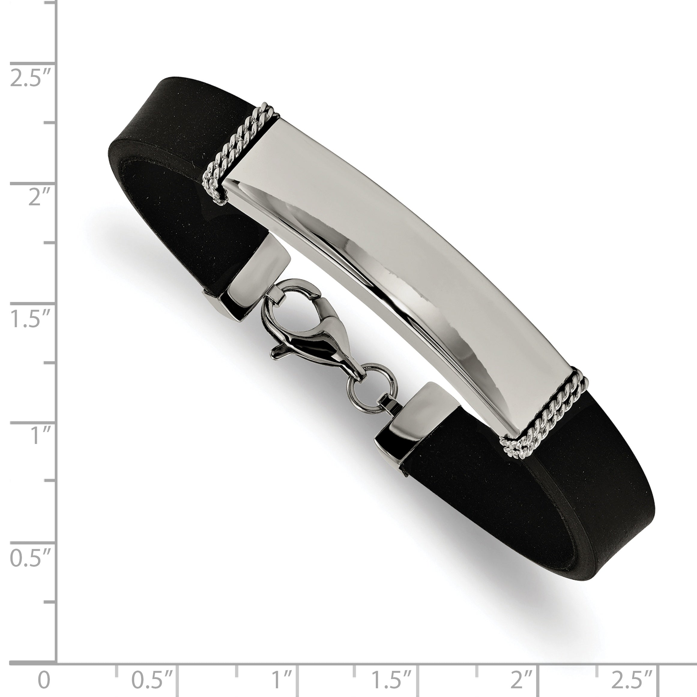 7.25 Inch Stainless Steel Polished Rubber Id Bracelet