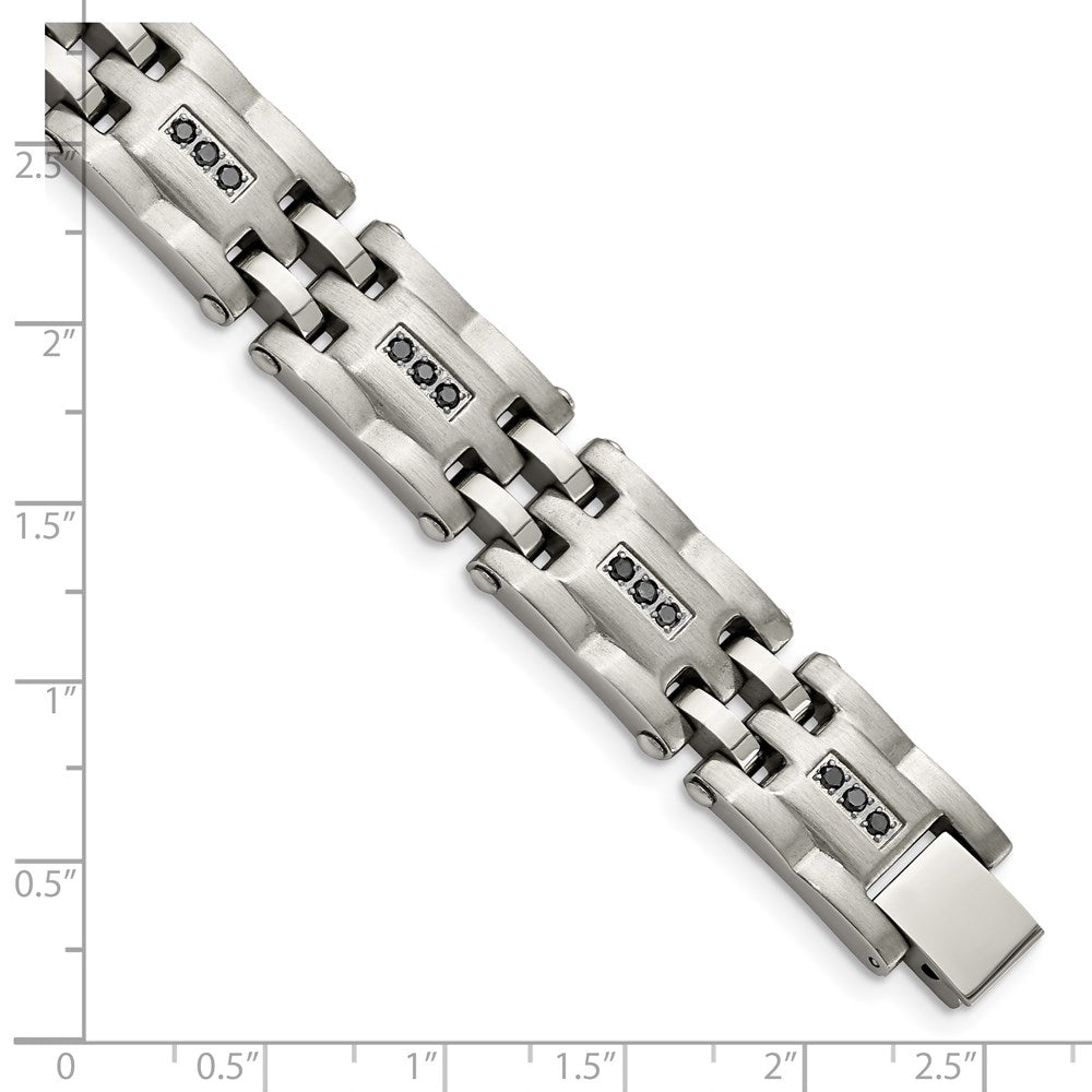 Stainless Steel Chisel Brushed And Polished With 3/4 Carat Diamond 8.5 Inch Bracelet