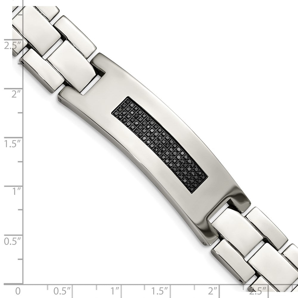 Stainless Steel Chisel Polished With 1/2 Carat Diamond 8.25 Inch Bracelet