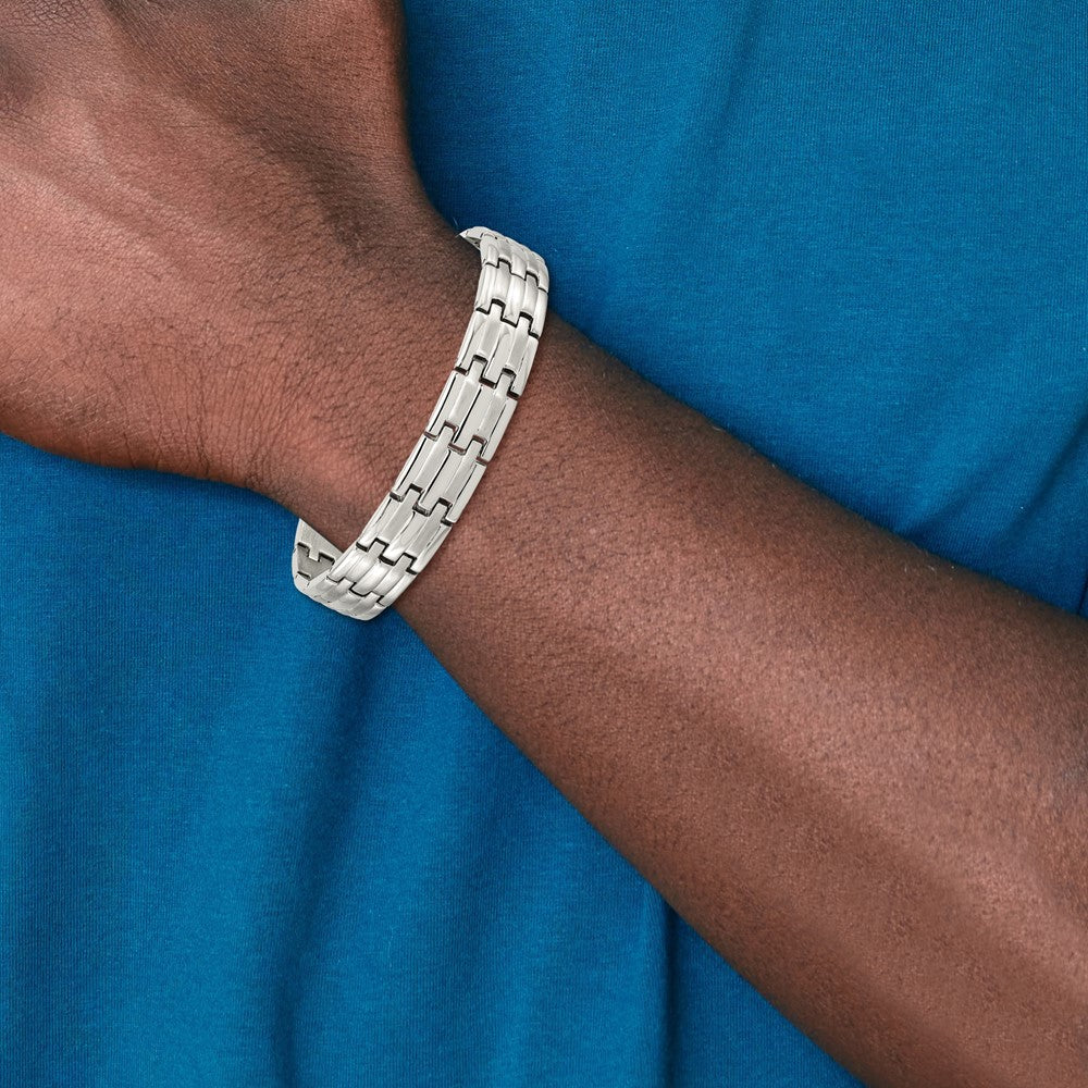 Stainless Steel Chisel Brushed And Polished 8.5 Inch Link Bracelet