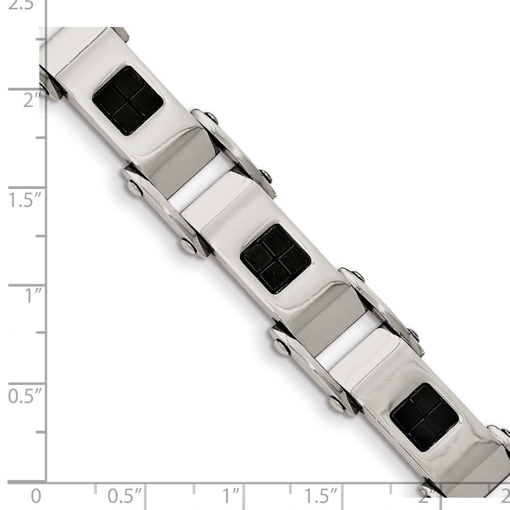 8.5 Inch Stainless Steel Polished Black Ip-Plated 8.5In Bracelet