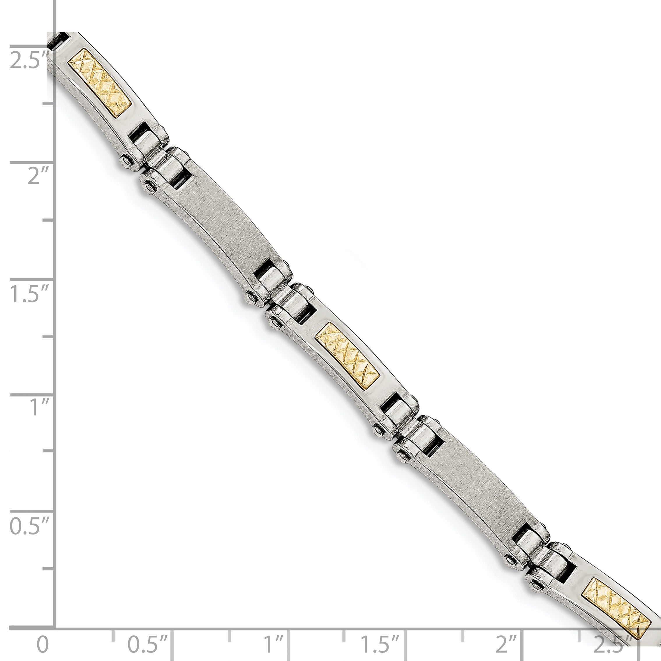 Stainless Steel Chisel With 14K Gold Accent Brushed And Polished 8.25 Inch Link Bracelet