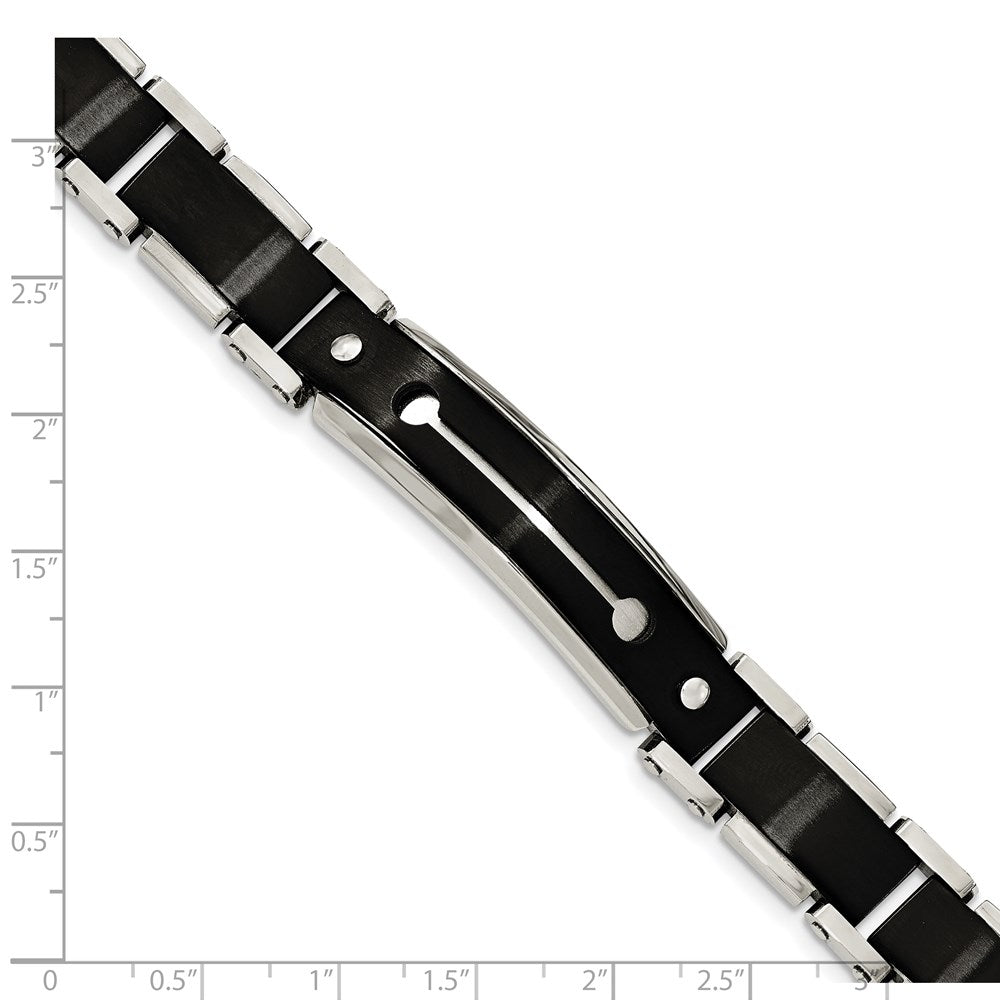 8.5 Inch Stainless Steel Brushed And Polished Black Ip-Plated 8.5In Bracelet
