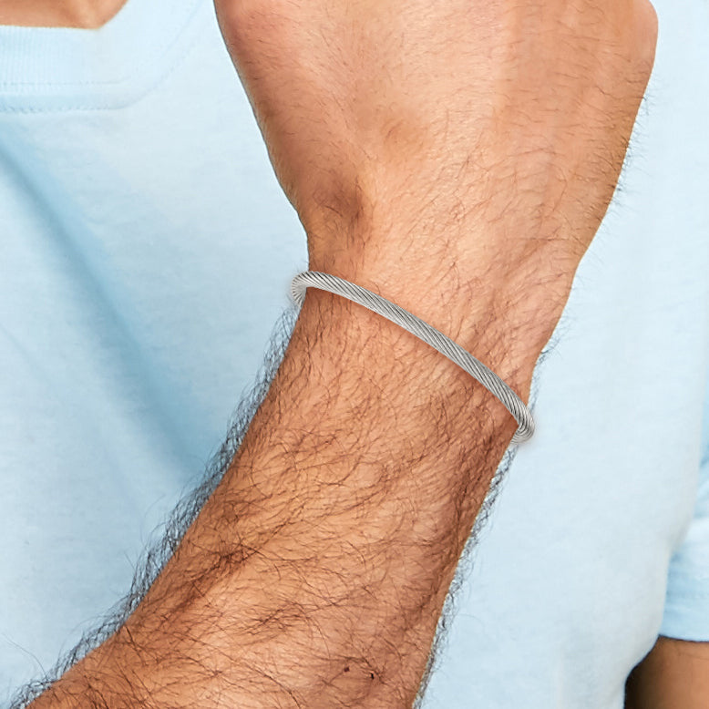 Stainless Steel Chisek Polished Yellow Ip-Plated Cuff Bangle