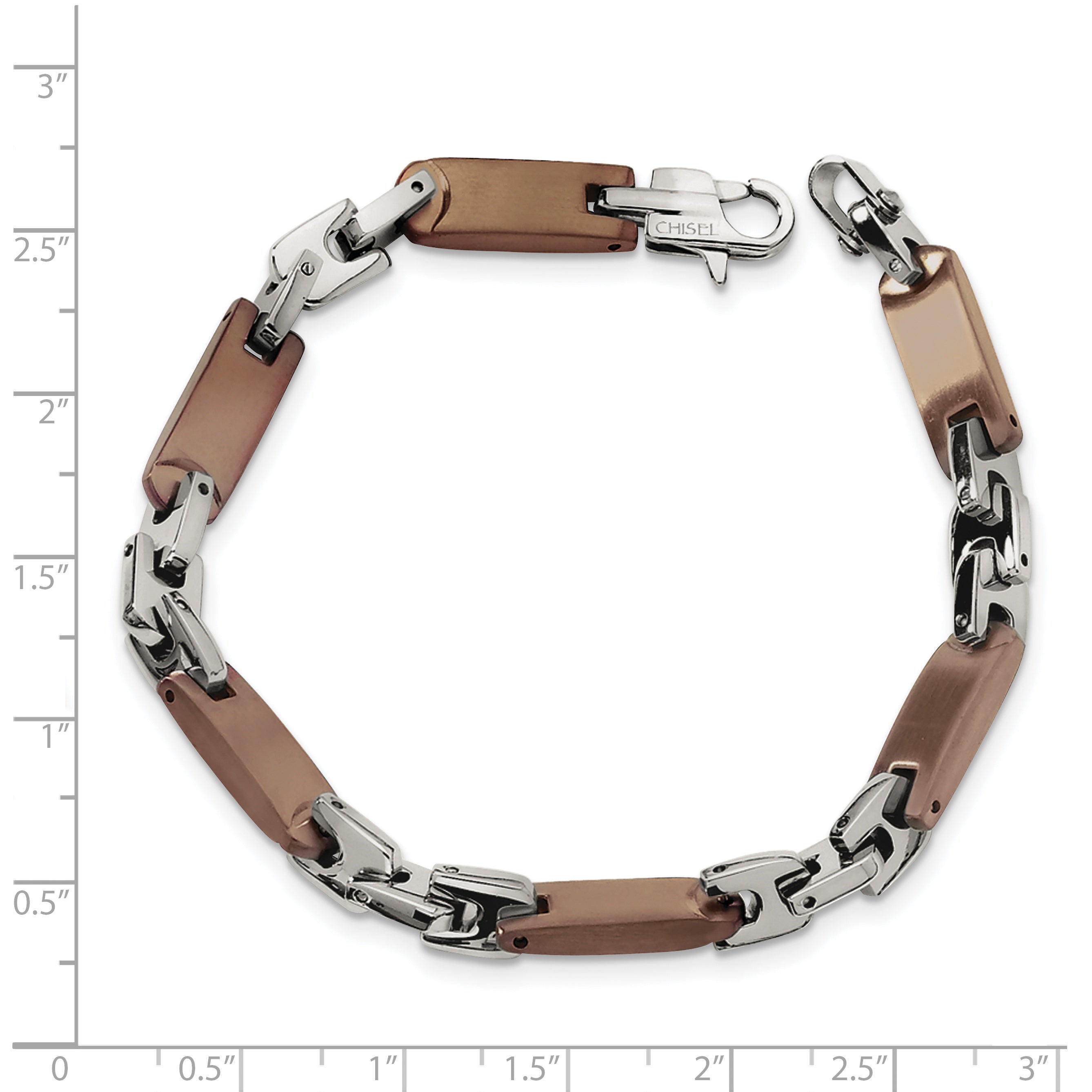 Stainless Steel Chisel Polished Brown Ip-Plated 8.25 Inch Bracelet