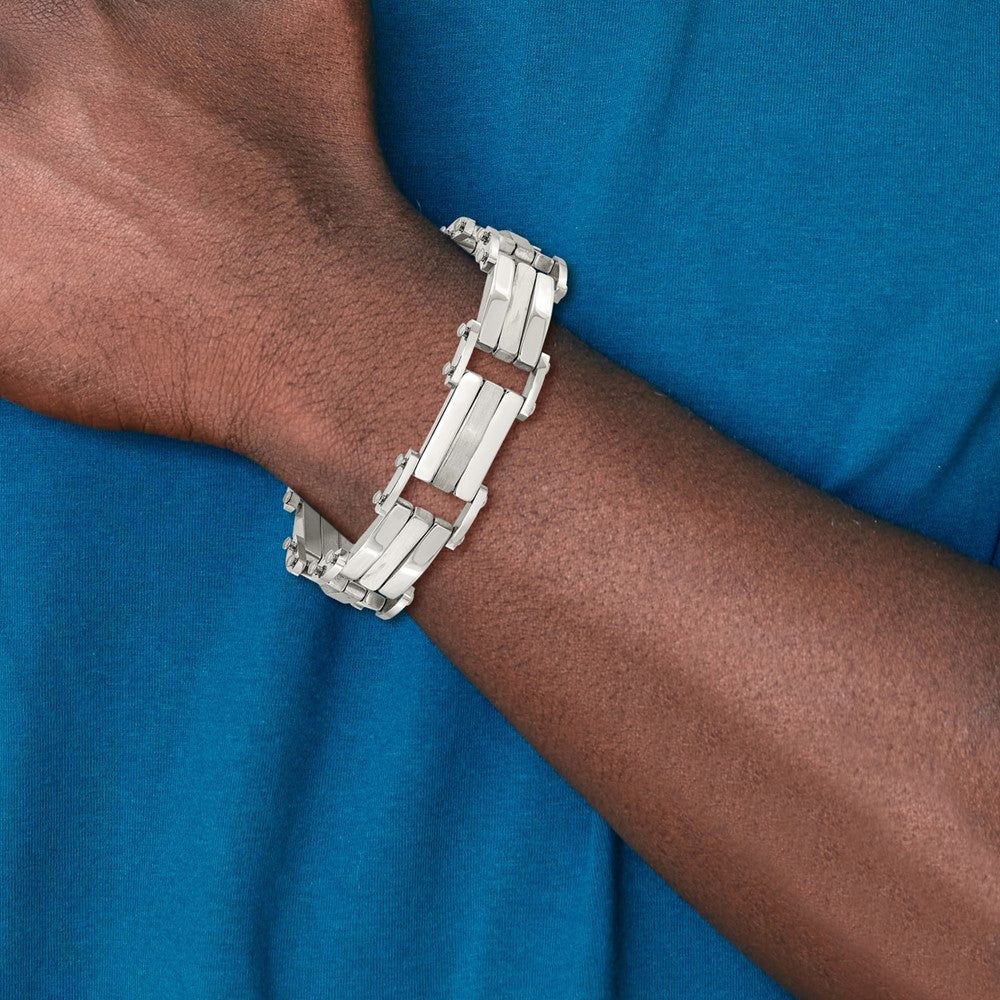 Stainless Steel Chisel Brushed And Polished 8.5 Inch Link Bracelet