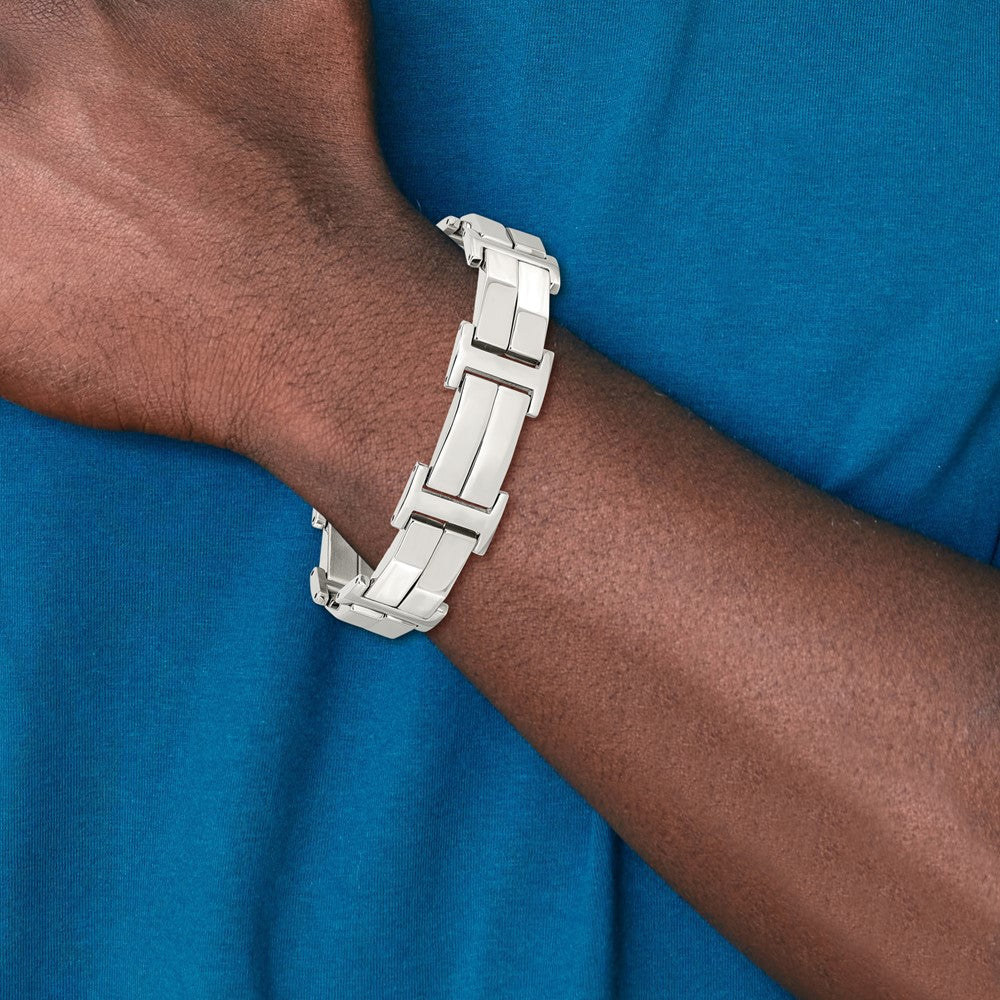 Stainless Steel Chisel Polished 8.5 Inch Link Bracelet