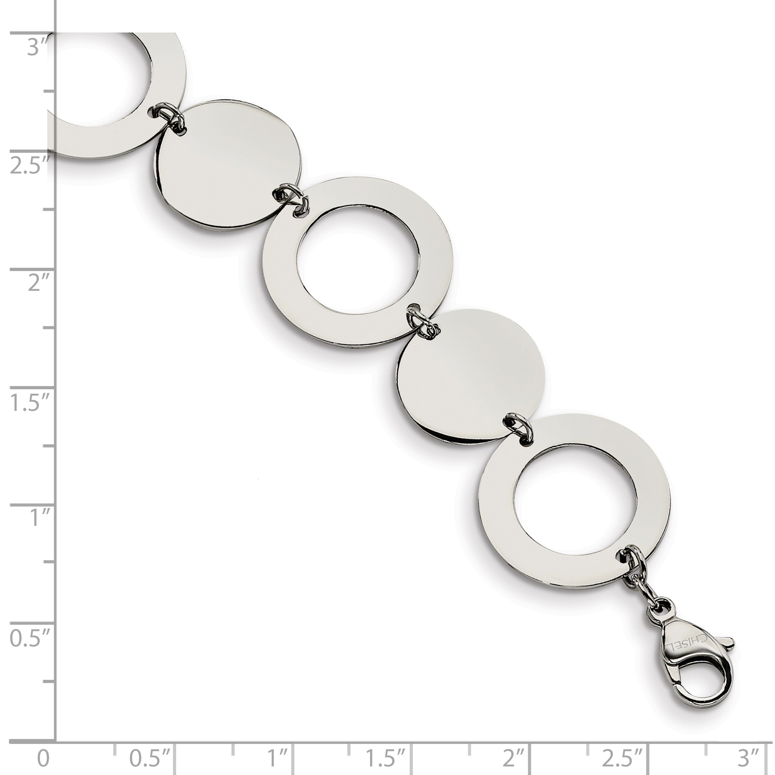 Stainless Steel Chisel Polished 7.5 Inch Circle Link Bracelet